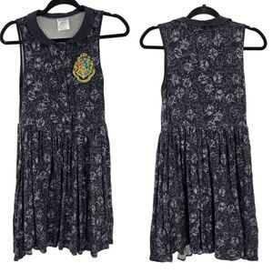 Harry Potter‎ Hogwart's Sleeveless Dress S Black Button Front Elastic Waist Knee